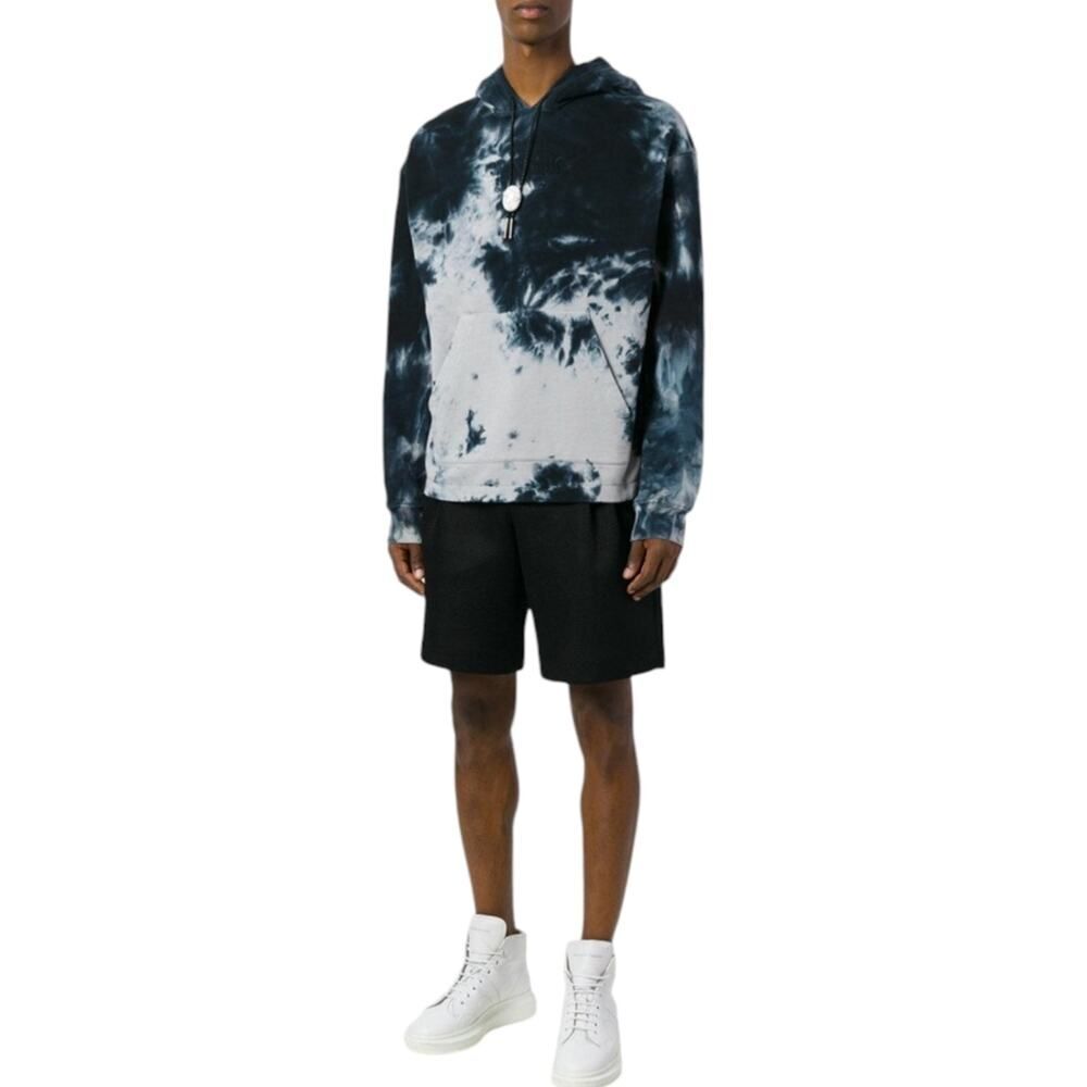 Alexander Wang Mens Blue & White tie Dye Classic Black Hoodie Size 50=XL